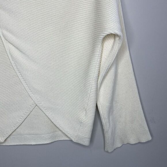 LOVE WHIT Crisscross Sweater Women XS Ivory Side Stripe Pullover Boat Neck - Picture 6 of 14